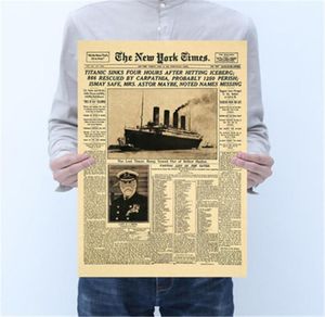 クラシックThe New York Times History Poster Titanic Shipwreck Old Newspaper Retro Kraft Paper Home Decoration4317464