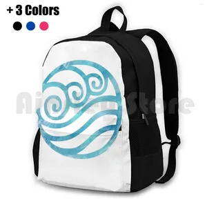 Backpack Watercolor Water Tribe Symbol Outdoor Caminhadas de camping à prova d'água Viajar o último dobrador de ar Lok