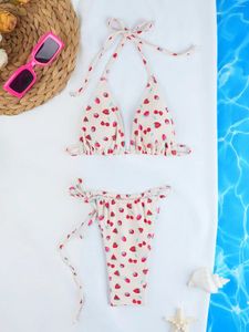 Kadın Mayo Seksi Mikro Bikini 2024 Kadın Mayo Çilek Kadın String Bikinis Set Kadın Mayo Takım Plaj Giyim Biquini