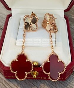 Lucky Fourleaf Clover dangle Earrings Korean Style Net Red Long Tassel Elegant Women8340977