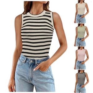 Tank camisole Scolletta femminile senza maniche a costola a costola a costola canotta a tasante casual canotta canotta con reggiseno con filo per donne