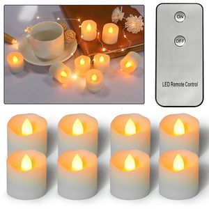 D2 12PCS Flickering Remote Control Electric Flameless Candle Light Lamp Battery Powered Bicicleta Fake Bougie Mariage Led 240417