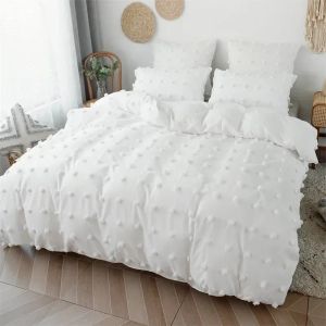 Set di coperture per piumini da letto a doppio cuscino, artigianato con furball, set di biancheria da letto trapuntata, piumino regina e cuscino, alta qualità, 220x240 cm