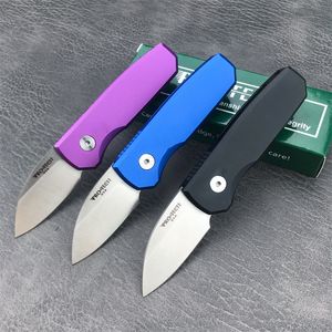 Pro-Tech 5101 Malibu Mini Manual Flipper Pocket Knife D2 Satin Wharncliffe Blade Aluminium Handtag Runt Wharncliffe Outdoor Automatic Folding Knife 5201 5301 2203