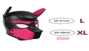 Party Masks XL Code Brand Increase Large Size Puppy Cosplay Padded Rubber Full Head Hood Mask With Ears For Men Women Dog Role Pla6352831