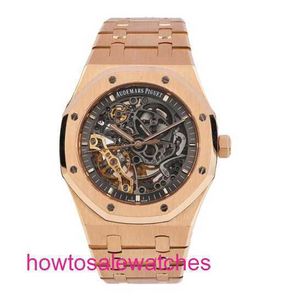 Luxo AP Wrist Watch Série Royal Oak 15407or Rose Gold Hollow Double Double Pendulum Watch Menom Fashion Leisure Business Sports Mechanical Watch