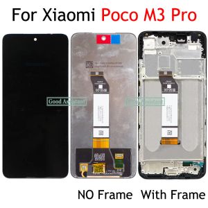 Skärmar IPS för Xiaomi Poco M3 Pro 5G LCD M2103K19PG Display Skärmram Pekpanelen Digitizer för Xiaomi Poco M3Pro LCD