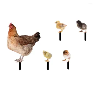 Garden Decorations Acrylic Chick Stakes Lawn Sign Ornaments Realistic Hen Stake Double-sided Printing Art Crafts For Yard
