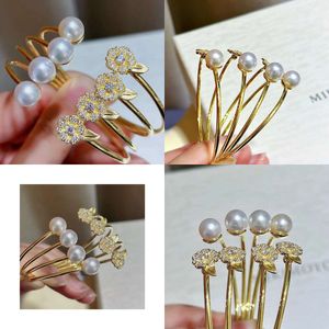 22071703 Pearl Jewelry Flower Bracelet Bangle Sier Akoya 5/9Mm Yellow Gold Au750 Plated Cuff Original Quality