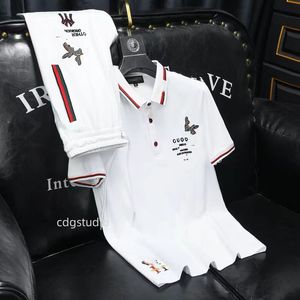 Designer Summer Casual Suit Men's Fashion broderad vit kortärmad t-shirt Sweatpants Tvådelar Set