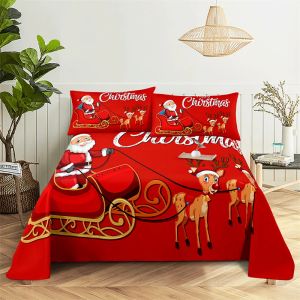 Set Babbo Natale Set di lenzuola di letti di buon Natale fogli da letto e federe per letti per bambini foglio piatto foglio da letto