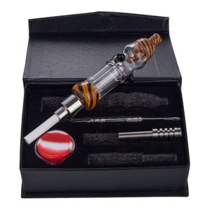 Headshop214 NC101 Ziehköpfiges Glas Bong verschüttete Rauchpfeife Geschenkbox 510 Titan Quarz Keramik Nagel Wachs Schale Dabber Werkzeug Silicon Jar Dab Rigglasrohre Set Set