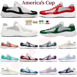 Men America Cup xl läder sneakers hög kvalitet patent läder platt tränare svart mesh snörning casual skor utomhus löpare tränare cup skor
