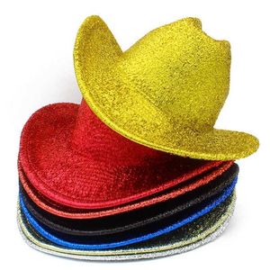 Wide Brim Hats Bucket Hats Party cool jazz hat sequin boys and girls show prom hat personality cowboy hats for women sombrero hombre bones masculinos Y240425