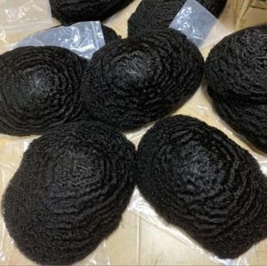 8mm Men Weave Unit Indian Virgin Human Hair Pieces 4mm 6mm 10mm 12mm Wave Afro Full Lace Toupee for African Americans Express6761286