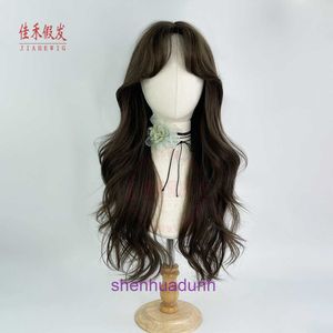 Подлинный парики для волос онлайн -магазин Jiahe Wig Long Curly Outward, обращенная к восемью персонажами, набор интернет -знаменитости обрезка лиц.