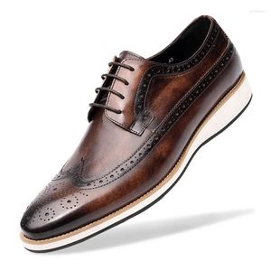 Sapatos casuais Summer Derby Men Men Oxford Sapato Brogue Sneakers Wingtip Lace-up Business Wedding Zapatos Leather Leve Lightweight Fashion