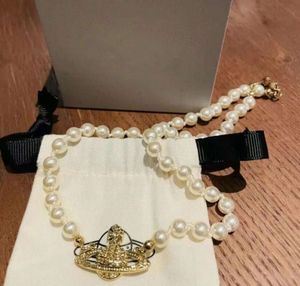 Ciptentiette Designer Lettera Viviennes Chokers Women Luxury Women Fashion Metal Pearl Necklace Cjeweler Westwood 1152ess