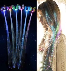 Flash LED Hair Light Emiting Fibre Optic Pigtail Braid Plait Butterfly Luminous Hair Perg