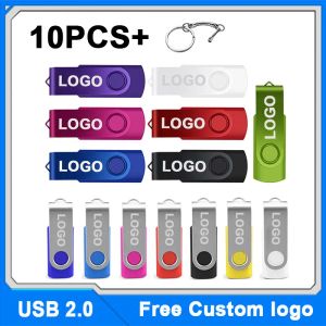 Azionamenti da 10 pcs/unità flash USB all'ingrosso 1 GB 2 GB 4GB 8GB 16GB 32G 64 GB 128 GB Unità di penna USB Memory Flash Disk Free Logo personalizzato