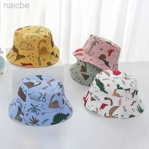 Caps Hut Cartoon Dinosaurier Druck baby Eimer Kappen Sommer Kleinkind Panama Sonnenkappe für Boy Girl süße Tierfischer Fischer Hut D240425