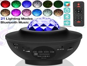 Gwiazda LED Nocna Lampka Muzyka Starry Water Wave Kolny gwiaździsty projekt Projektor Blueteeth Soundactivated Projector Light Decor9076686