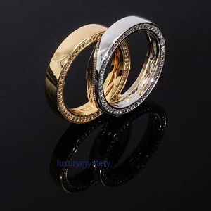 S925 Sterling Silver Rings runt fingerringar för män Kvinnor CZ Stone Bling Iced Out Par Ring Male Hip Hop Rapper smycken