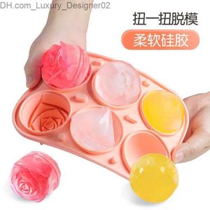 Ice Cream Tools Silicone ice cubes with funnel ice cube box ice cube mold food grade ice hockey ball rose diamond ball DIY mold easy to release mold Q240425