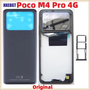 Frames Original New For Xiaomi Poco M4 Pro 4G Back Cover + LCD Front Frame + Volume Button + Camera Glass Lens + Sim Tray Parts