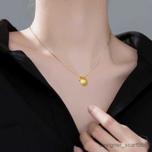 Pendant Necklaces 316L Stainless Steel Gold Color Brushed Smooth Beads Ball Pendant Necklace For Women New Fashion Girls Chain Jewelry Gifts