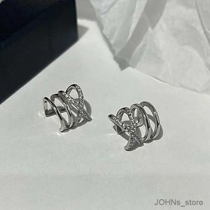 Charm Shiny Crystal Double Layer Line Ear Clip Earrings for Women Silver Color C Shape No Pierced Geometric Ear Cuff Jewelry Gifts