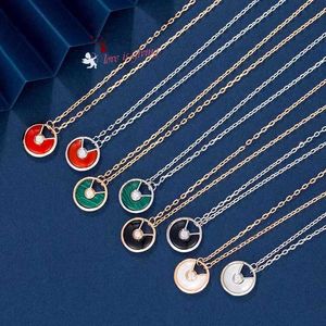 925 Silver Amulet Necklace Natural Shell Red Agate Plated Thick Gold Classic Light Luxury Good-looking Versatile Clavicle Chain