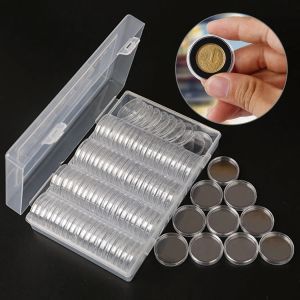 BINS 100 PCS CAPSULES DE COIN MOUSULAS CANTAGEM DE PLÁSTICA Organizador de armazenamento Organizer Boxes 17/20/27/27/30 mm Box Betes domésticos da caixa de moedas