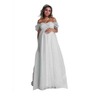 Maternity Dresses Chiffon Maternity Dress For Photoshoot Flowy Off Shoulder Lace Photography Gown Baby Shower Pregnant Wedding Bride Dress