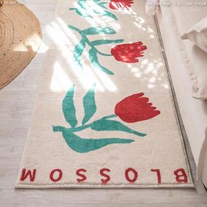 Carpets Nordic Plush Bedroom Living Room Floor Carpet Floral Household Bedside Berber Fleece Anti-slip Kitchen Mat Long Bathroom Rug