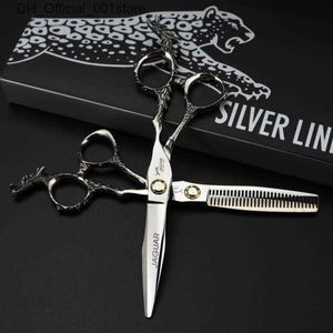 Hair Scissors Hair Scissors JAGUAR Original Box 6.0 Inch Leopard Type Long Handle High Quality Professional Hairdressing For Haircut Salon Q240425