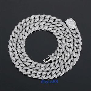 Real S925 Silver Fine Jewelry Mens Hip Hop 10mm 5a Zircon Full Diamond Cuban Chain Miami Necklace