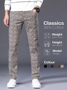 Herrenhosen Hochwertige Markenbekleidung Klassiker Plaid Casual Hosen Männer 98%Baumwoll Retro Business Bankett Checkhose Männliche Plus Größe 40 42 D240425