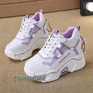 Casual Shoes Purple Wedge Sneakers For Women Tennis Basket Kvinnlig tjock plattform Handring Sport Autumn Höjande skor PU