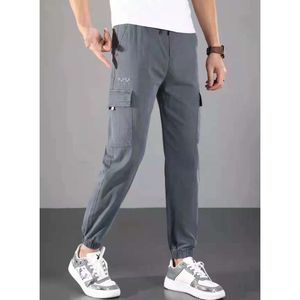 New Casual Workwear Men's Pants, Spring/summer Trendy Brand Loose Jeans, Korean Version Versatile Men's Elastic Waist and Leg Tied Cropped Pants