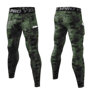 Tights Men's Sports Tights Compression Running Sportswear With Pocket Camouflage Leggings Slim Pants Gym Fitness Training Workout Male