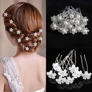 Cabelo de casamento Jóias 10pcs de moda de casamento Flor de pérolas de pérolas clara Cristal shorts Hair pins clipes dama de honra Jóias de cabelo Acessórios para cabelos D240425