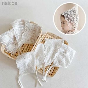 Caps Hats Lace Embroidery Baby Girl Bonnet Hat Spring Summer Breathable Mesh Kids Hat for Newborn Infant Princess Adjustable Beanie Hats d240425