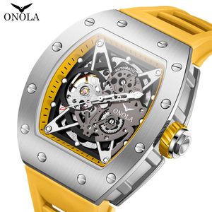 New ONOLA Fully Automatic Mechanical Watch Men's Silicone Tape Fashion Sports Waterproof Watch Men's