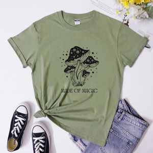 Women's T Shirts Made Of Magic T-shirt Botanical Stay Wild Cottagecore Tee Shirt Top Trippy Mushroom Magical Plant Tshirt