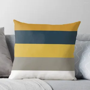 Pillow Broad Stripes Pattern In Light And Dark Mustard Yellow Grey White Navy Blue Throw Sofa Cover S