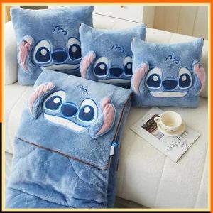 Yastık Kawaii Dikiş Battaniyesi Yastık 2in1 Kış Flannel Yastık Kalınlaştırılmış Ofis Kanepesi Nap Battaniye Anime Çocuk Doğum Günü Hediyeleri