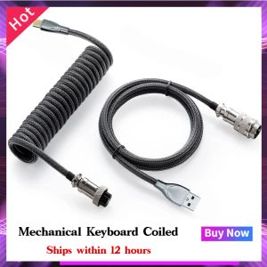 Cables Mechanical Keyboard Coiled Cable Wire Type C Usb Cable Computer Aviation Connector Mechanical Keyboard Aviator Charging Cord