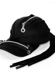 Berets Dark Avant-Garde Style Techwear Punk High Street Hip Hop Braid Black Peacked Cap Hat качество