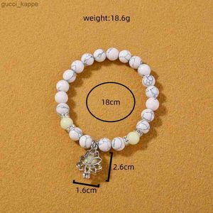 Beaded New Glow in the Dark Beaded Armband For Women Hollow Flower Turtle Lava Stone Beads Elastic Chain Bangle Fashion Jewelry